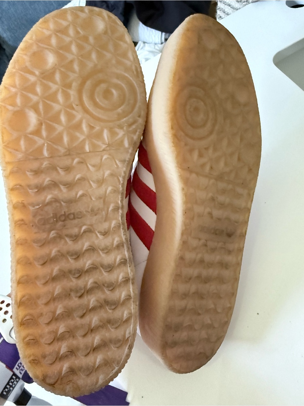 Adidas Sambae Red Scarlet and White Gum Platform Sneakers - White with Red - Picture 2 of 4